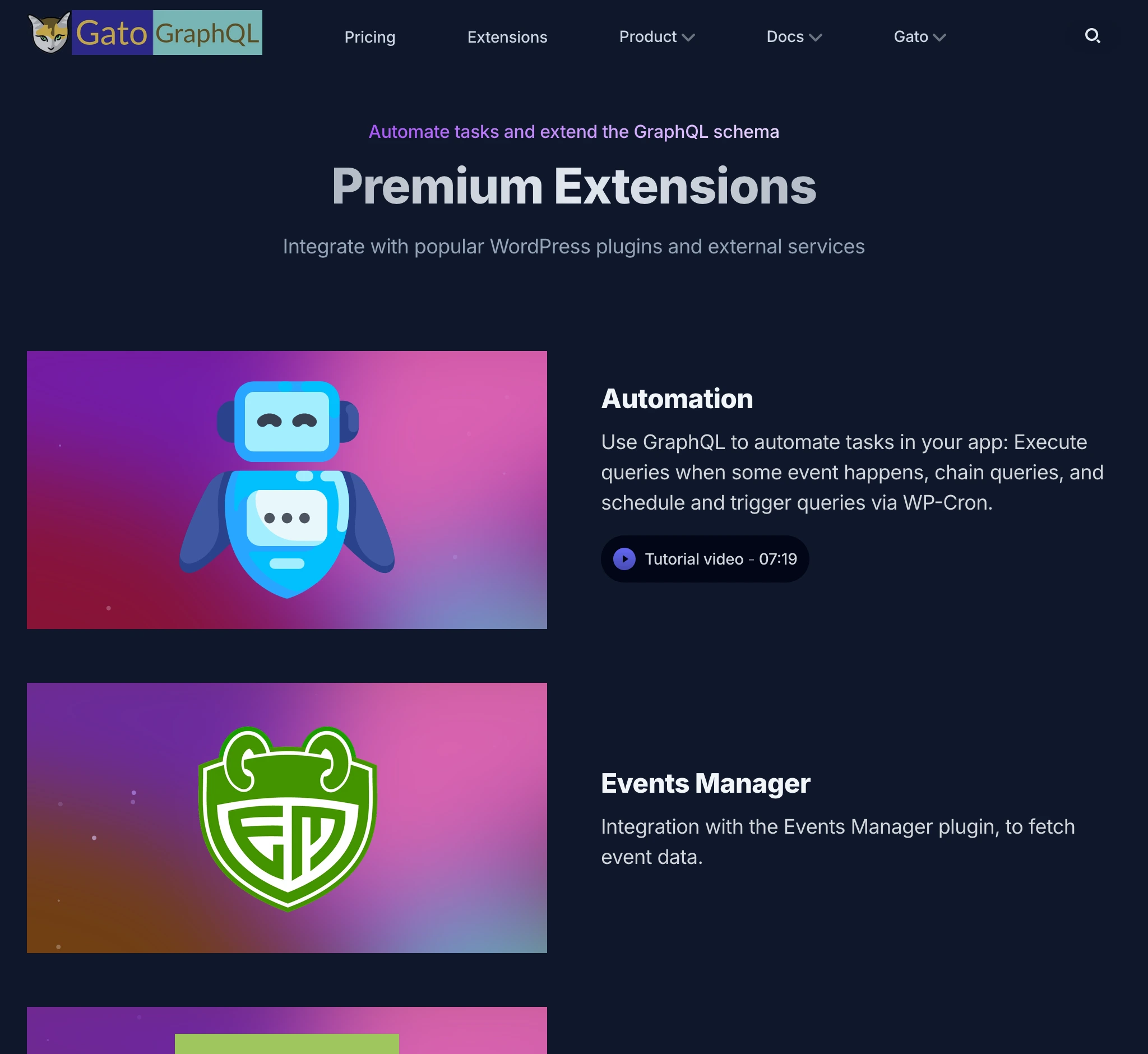 Phần extension trên gatographql.com